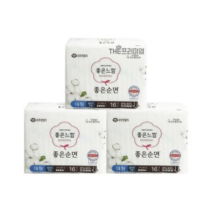 유한킴벌리 좋은느낌 좋은순면 대형 16px3팩 생리대