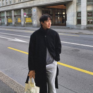 XL-6XL 모노 어반 하이넥 오버핏 롱코트 남자빅사이즈 울혼방 아우터 발마칸 허리스트랩