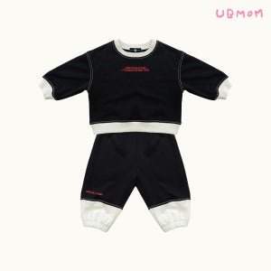 유비맘 아기 유아복 허그 배색 상하세트(블랙)
