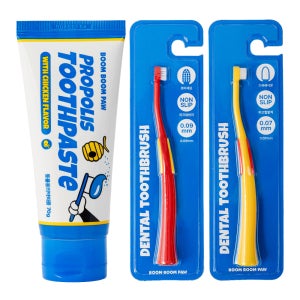 붐붐포 반려동물 초미세모 칫솔 오랄벳 2종 + 바르는 치약 닭고기향 70ml 세트