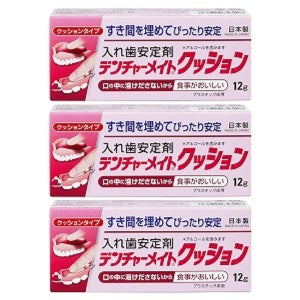 일본 덴처메이트 틀니 의치 틀리 접착제 틀이 안정제 12g 3개 세트 쿠션코렉트 대용