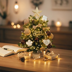 트마 크리스마스 미니 트리 세트 풀세트 지네전구 오너먼트 골드 45cm