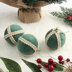 퓨어그린 패브릭 장식볼 3p8cm 로열라인 크리스마스 트리 장식 꾸미기