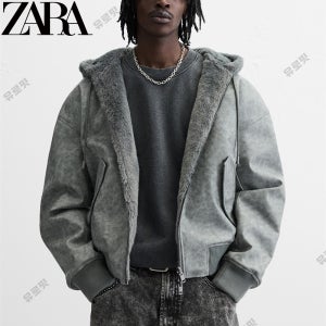 ZARA 자라 리버시블 양면 봄버 시어링 후드 자켓 그레이