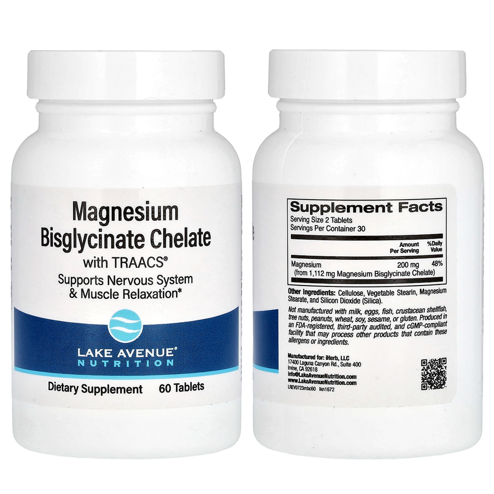 레이크에비뉴 <b>마그네슘</b> 비스<b>글리시네이트 킬레이트 200mg</b> 60정