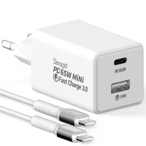 미니멈 GaN 65W PD 2포트 멀티 초고속충전기+60W CtoC 케이블 1.5m 세트