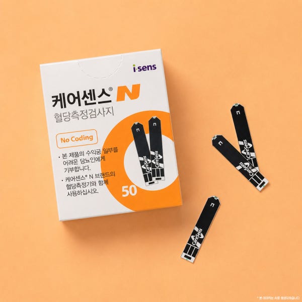 [네이버단독] 노코딩 케어센스 N 혈당 검사지 50매 당뇨 측정 스트립 채혈 시험지 스틱