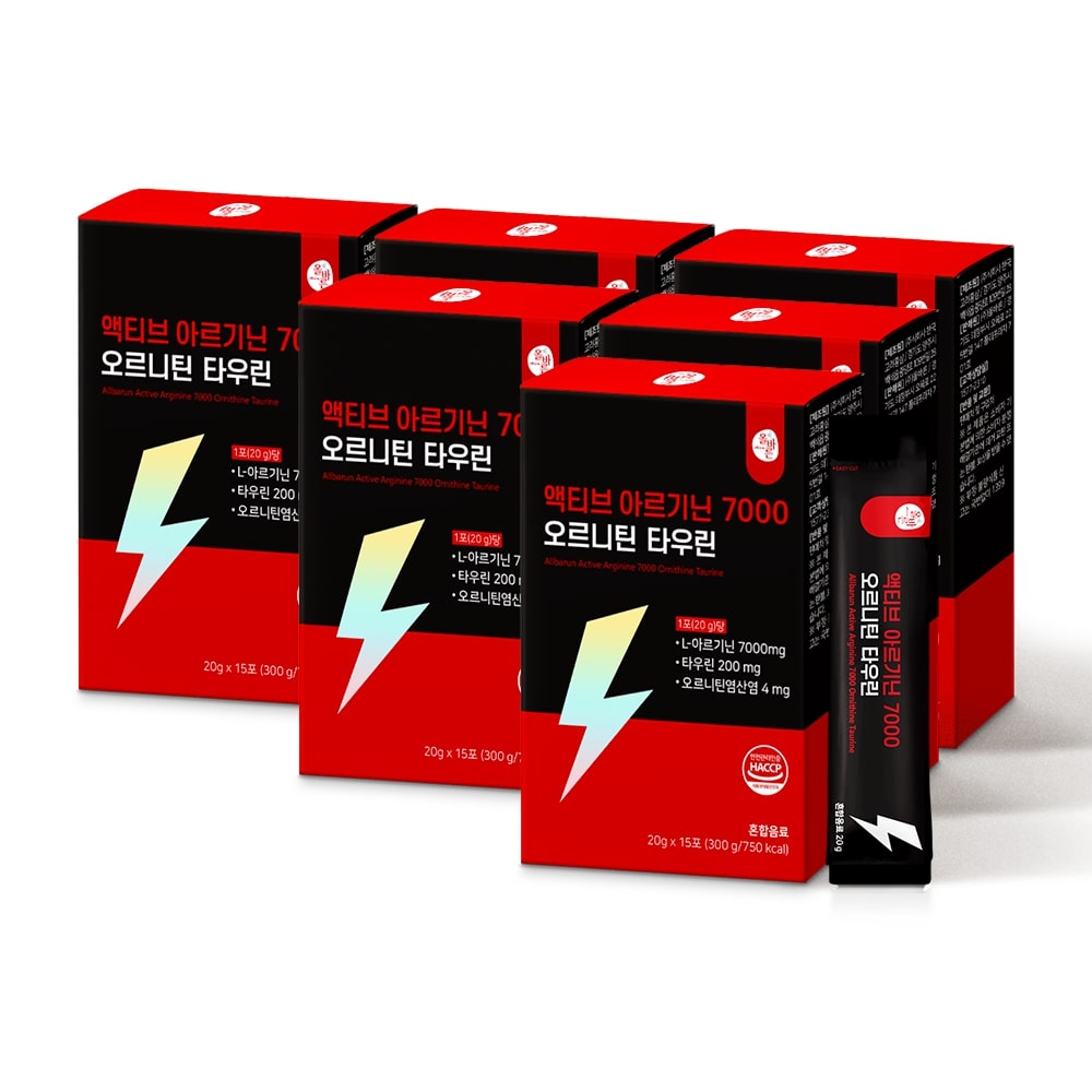 올바른 액티브 <b>아르기닌</b> 7000 오르니틴 타우린 15포, 6개