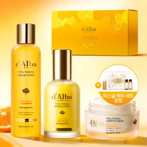 [3종 세트] 달바 비타 토닝 안티에이징 3종 멀티 패키지 토너 180ml+로션 100ml+크림 나이아신아마이드 5% 단지형 55g+퍼스널 케어 4종 증정