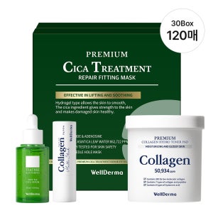 웰더마 시카 리페어 피팅 마스크 120매 (30박스)+시카세럼+토너패드+콜라겐 멀티스틱