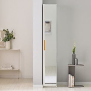 거울달린 도어형 30cm 틈새 수납장 5단선반 탈부착 다용도 인테리어 선반장