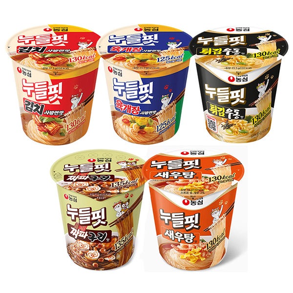 농심 누들핏 5종 8개 육개장 김치사발면 카구리 짜파구리맛 마라탄탄 튀김우동