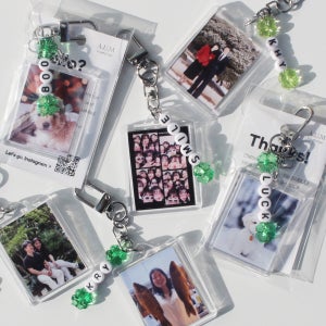 미니미 포토 키링 사진 주문제작 증명사진 네잎클로버 이니셜 키링