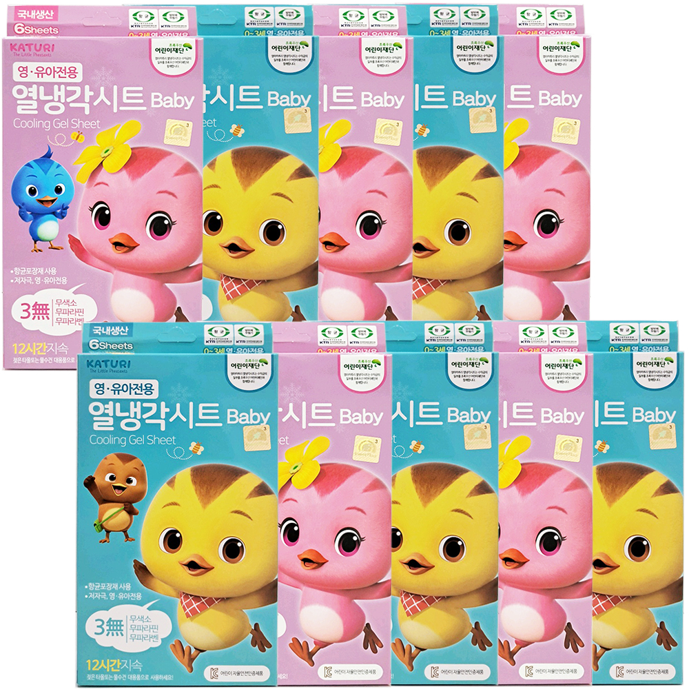 엄마까투리 열냉각시트 6매입 x 10개 // 영유아용 / 12시간지속 / 쿨링시트