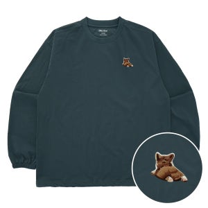 옥스타 남녀공용 웰시코기 자수 우븐 맨투맨