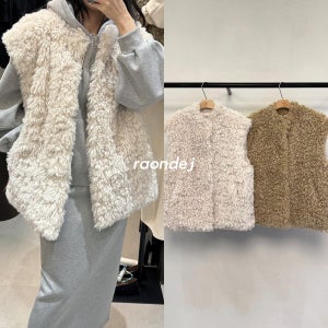 바오 로나 양털 누빔 패딩 퍼베스트 / 자석단추 조끼