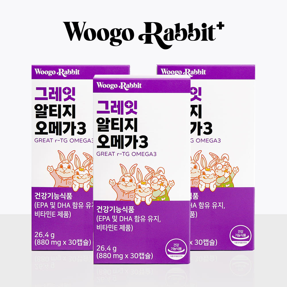 [3박스] 우고래빗 그레잇 알티지오메가3 식물성 비타민E 30캡슐, 3개