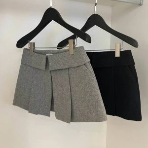 파인게이지 델라 랩 레이어드 스커트/그레이,블랙