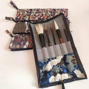 동양화 서예 붓 보관 휴대용 패브릭 붓발 붓통 필통 필기류 세필붓 천개학