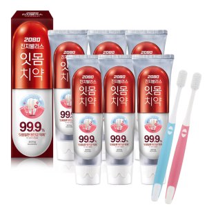 애경 2080 치약 진지발리스 치약 오리지날 125g 6개+칫솔 2P