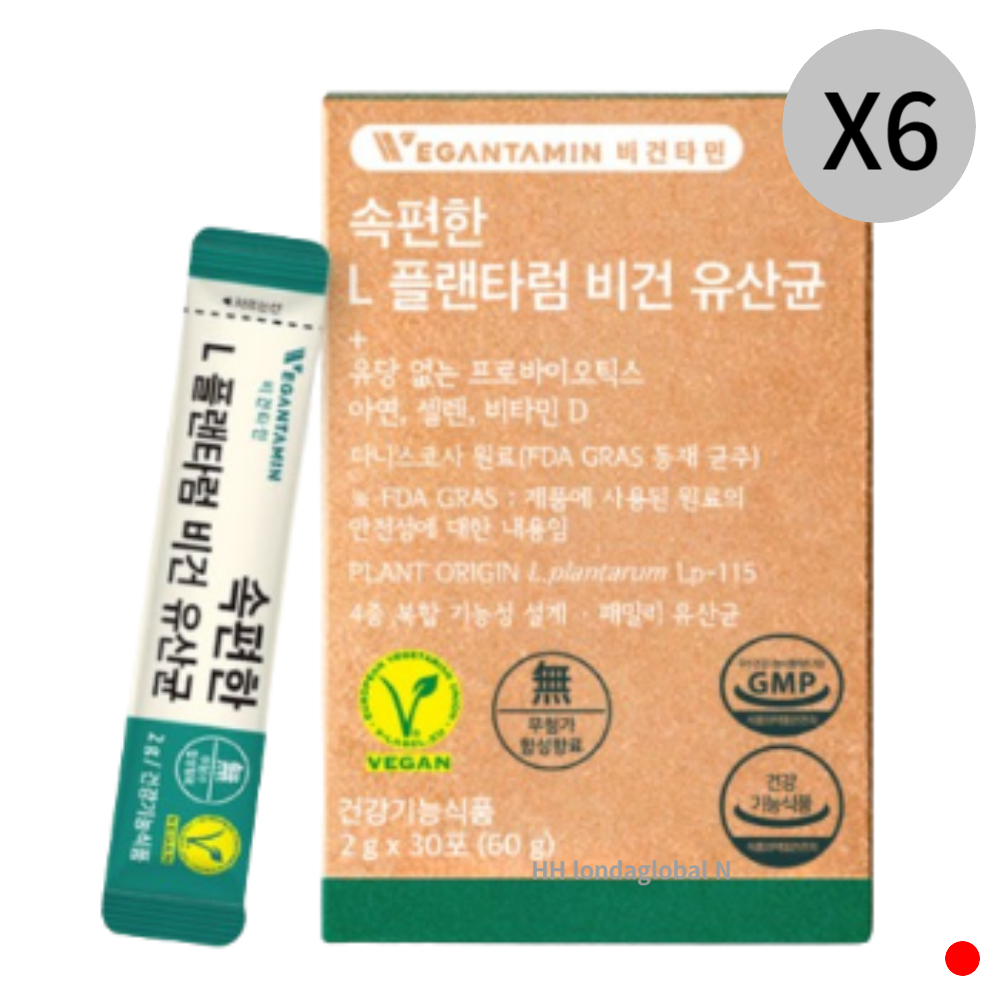비건타민 속편한 플랜타럼 비건 <b>유산균</b> 장건강 30포X6