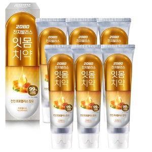 애경 2080 치약 진지발리스 치약 프로폴리스향 120g 6개