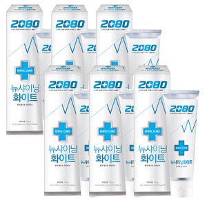애경 2080치약 뉴샤이닝 화이트치약 120g 6개