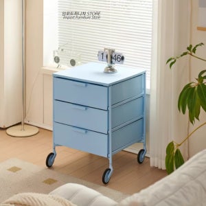 미드센추리 수납장 지류함 이동식 침대옆 수납장 아이보리 거실 아이방 3단 수납장