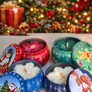 시즌선물 크리스마스 연말 4온스소이캔들 눈꽃틴케이스 2pcs