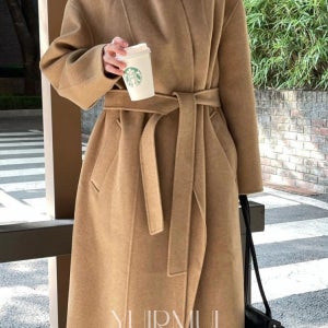 bronze 브론즈 베니스 울 벨트 숄 카라 롱 핸드메이드 코트 2color