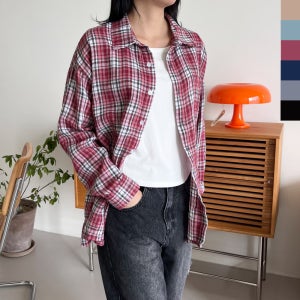 GPP SH724W 여자커플 모노 오버핏체크남방