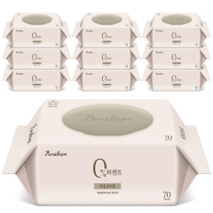 페넬로페 아기물티슈 0퍼센트 올리브 캡형 70매, 10개
