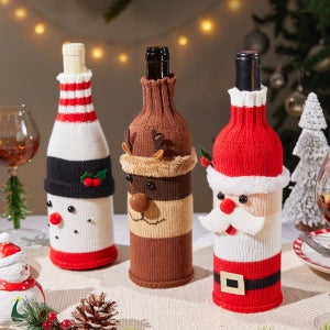 인블룸 홈파티 홀로그램 와인잔 삼페인잔 2P+크리스마스 와인 니트커버 세트