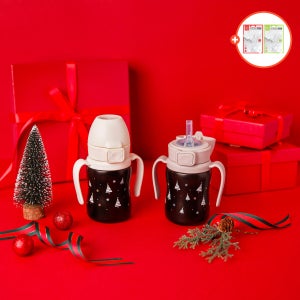 (세트) 그로미미 스텐빨대컵 아기물병 보온 보냉병 윈터에디션 빨대리필 1단계 2단계