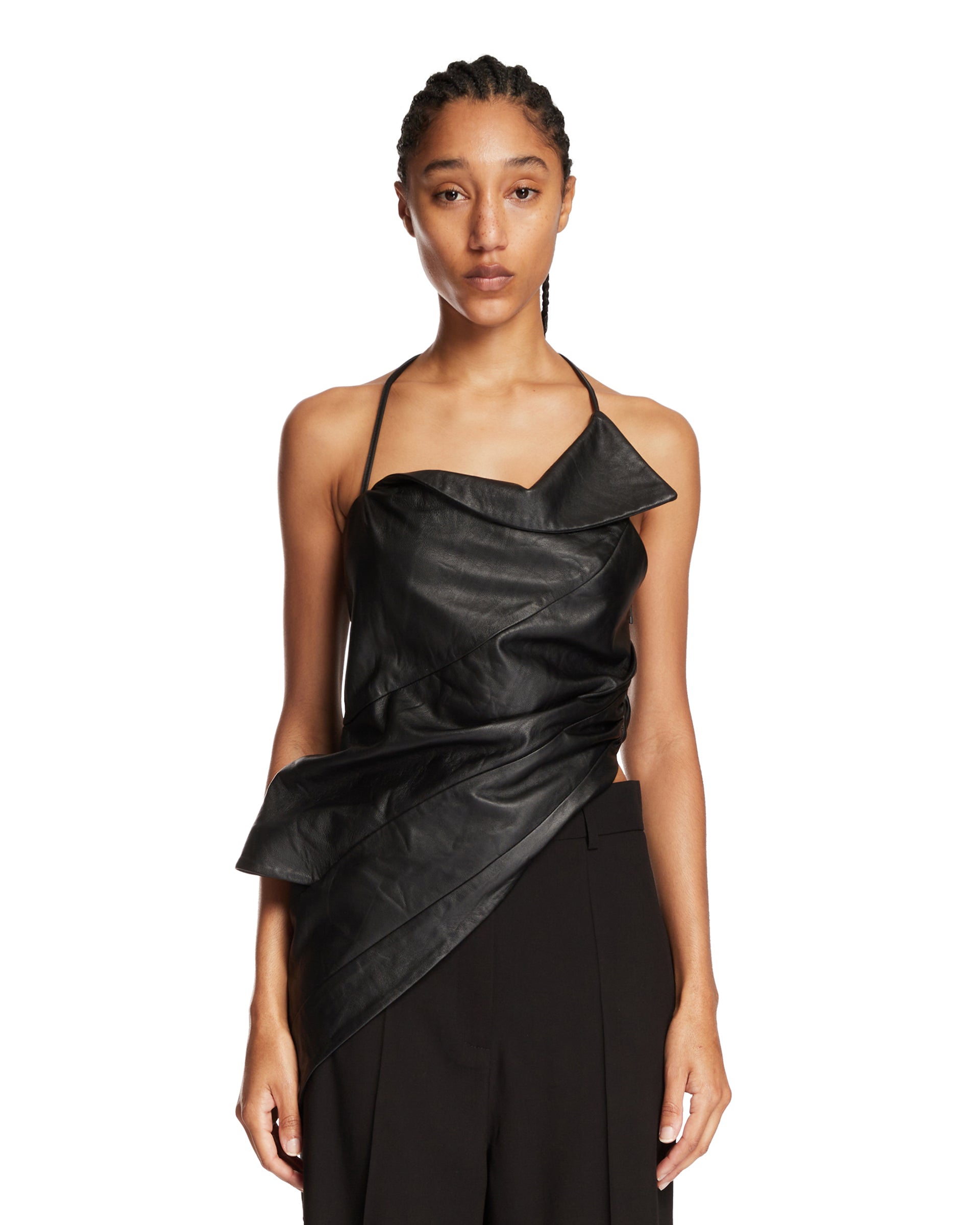 VAUTRAIT 블랙 비대칭 레더 <b>탑</b> 14679247225213