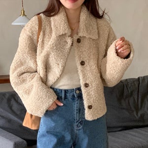 뽀글이 싱글 숏 부클 자켓 데일리 여자 가을 겨울 베이직 봄 여성 페미닌 부클자켓 햄태리