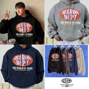 바론 헤비 크랙 오버핏 커플 후드티 ( 4COLOR)