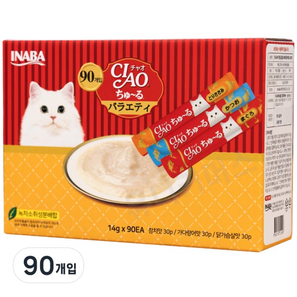 [90개 번들팩] 이나바 챠오츄르 3종 혼합 버라이어티 90P 90개