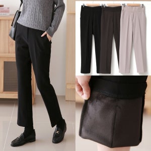 [기획] 밍크기모 세미 일자 밴딩슬랙스 여성 기모슬랙스 편한 정장바지 빅사이즈 S-XL