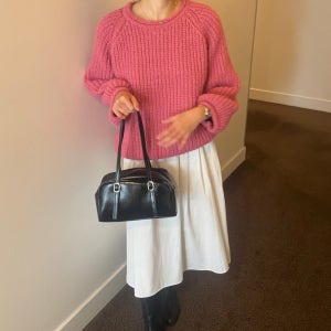 겨울 니트 부드러운 오버핏 루즈핏 골지 나그랑 여성니트티 라운드넥