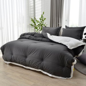 겨울 양털 차렵이불 10mm 극세사 가벼운 자가발열 침구 SS 차렵이불 차콜