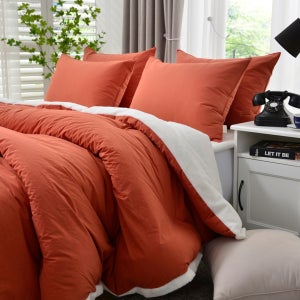 두꺼운 겨울 양털 극세 이불 10mm 가벼운 자가발열 침구 SS 차렵이불 오렌지