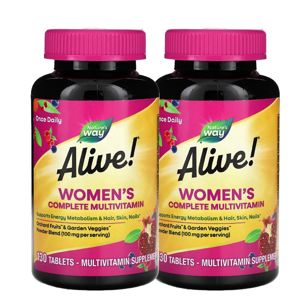 네이처스웨이 여성 멀티비타민 칼슘 마그네슘 아연 루테인 엽산 비타민B12 130정 2개