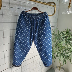 융기모 도트 면 스판 바지