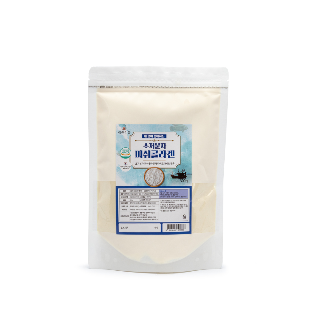 <b>백세식품</b> 초저분자 <b>피쉬콜라겐</b> 펩타이드 300g팩 HACCP 인증