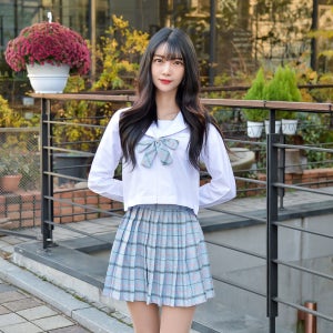 [구매] 교복몰 바람부는 하늘 체크 일본여고생 세라복 (긴팔)
