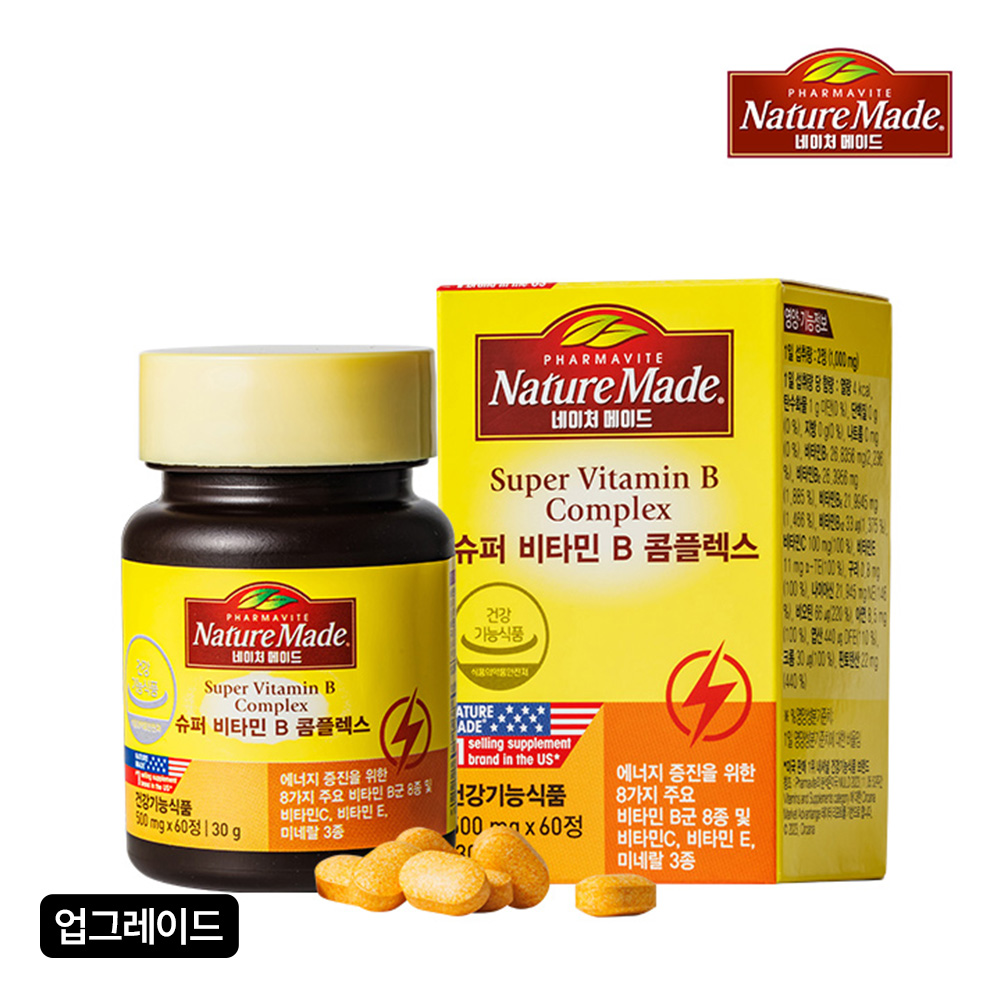 [네이처메이드] 슈퍼 <b>비타민</b>B 콤플렉스, 60정, 1팩