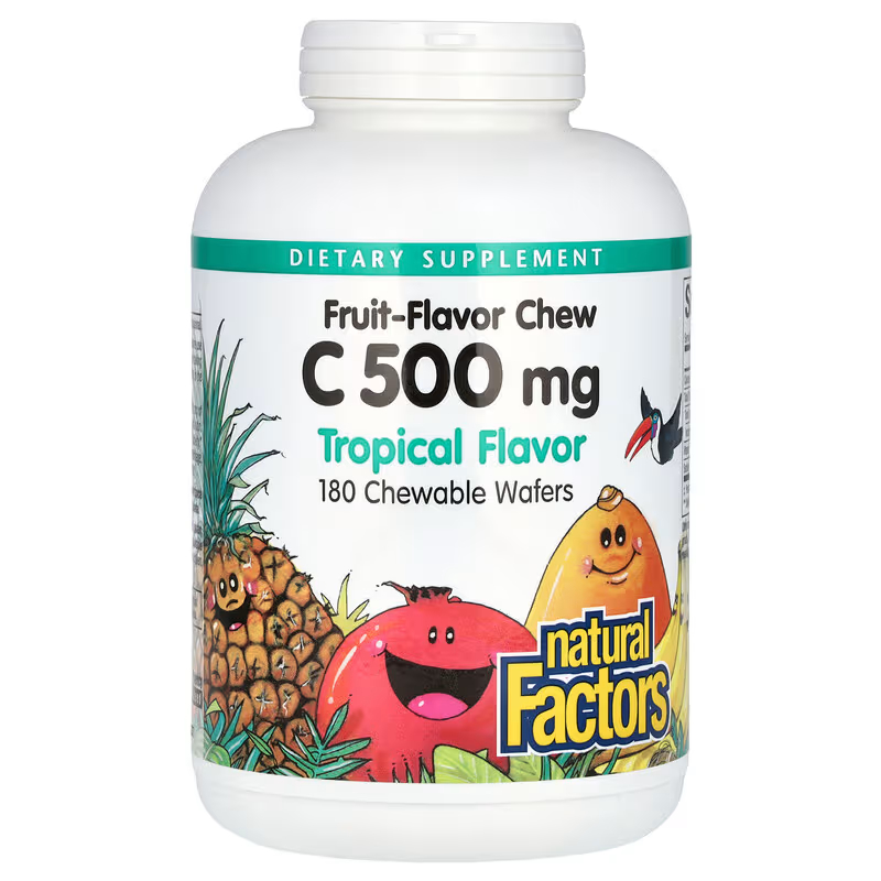 네추럴팩터스 <b>비타민C 500mg</b> 180정 츄어블 아스코르브산 <b>트로피컬</b>