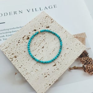 고급 터키석 3mm 14k골드필드 천연 원석팔찌 12월 탄생석