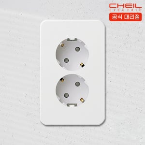 제일전기 다온 전기 2구 콘센트 커버 화이트 벽면 매립 콘센트